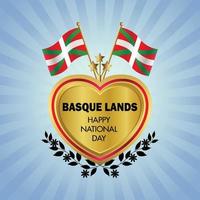 basco terras bandeira independência dia com ouro coração vetor
