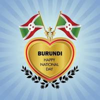 Burundi bandeira independência dia com ouro coração vetor