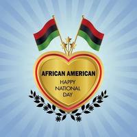 africano americano bandeira independência dia com ouro coração vetor