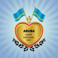 Aruba bandeira independência dia com ouro coração vetor