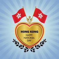 hong kong bandeira independência dia com ouro coração vetor