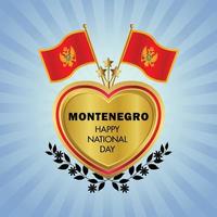 Montenegro bandeira independência dia com ouro coração vetor