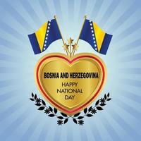 Bósnia e herzegovina bandeira independência dia com ouro coração vetor