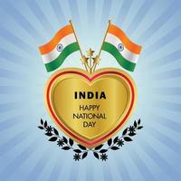 Índia bandeira independência dia com ouro coração vetor