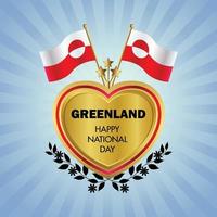 Groenlândia bandeira independência dia com ouro coração vetor