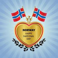 Noruega bandeira independência dia com ouro coração vetor
