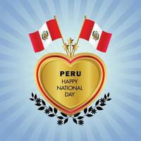 Peru bandeira independência dia com ouro coração vetor