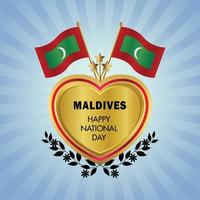 Maldivas bandeira independência dia com ouro coração vetor