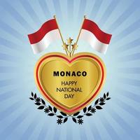 Mônaco bandeira independência dia com ouro coração vetor