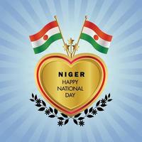 Níger bandeira independência dia com ouro coração vetor