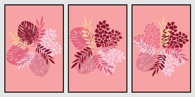 abstrato ilustração do quatro diferente flores em uma Rosa fundo vetor