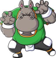 a hipopótamo mascote do americano futebol completo com jogador vestir vetor