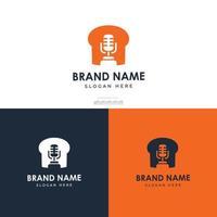 pão podcast logotipo modelo vetor