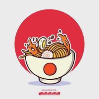 mão desenhado fofa ramen ilustração vetor