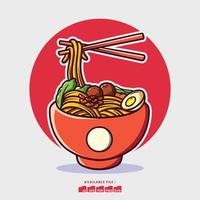 mão desenhado fofa ramen ilustração vetor