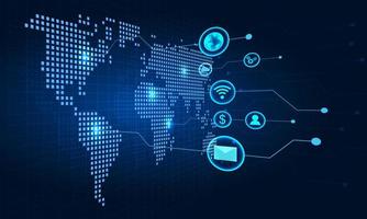 fundo do mundo mapa tecnologia este combina tecnologia com inteligente sistemas ou artificial inteligência este ajuda negócios crescer. e Mais conveniente para Comercial vetor