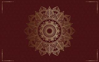 Fundo ornamentado de mandala de ouro de luxo para convite de casamento, capa de livro vetor