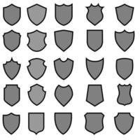 escudo ícone vetor definir. proteção ilustração placa coleção. armaduras símbolo.