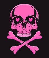 caveira rosa com ossos. ilustração para impressão de t-shirt. ilustração de moda vetorial vetor