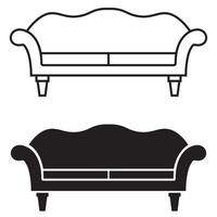 mobília Preto ícones vetor definir. poltrona ilustração símbolo coleção. sofá símbolo ou logotipo.