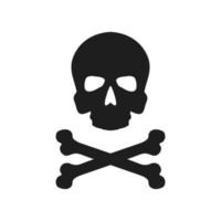 ícone de vetor de caveira e ossos. sinal de ilustração de perigo. símbolo ou logotipo de veneno.