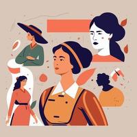 mulheres história mês a legado do fêmea fortalecimento plano vetor ilustração