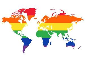 mundo mapa apoiando lgbt comunidade vetor ilustração. vetor ícone. mundo silhueta mapa.