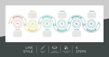 enigma degrau infográfico vetor Projeto com 6 passos colorida estilo para apresentação propósito.linha degrau infográfico pode estar usava para o negócio e marketing