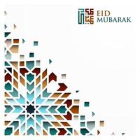Cartão de saudação eid mubarak, desenho vetorial de padrão floral islâmico com caligrafia árabe vetor