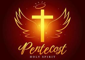pentecostes domingo ilustração com chama e piedosos espírito pomba dentro católicos ou cristãos religioso cultura feriado plano desenho animado mão desenhado modelos vetor
