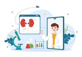 nefrologista ilustração com cardiologista, proctologista e tratar rins órgão dentro plano desenho animado mão desenhado para rede bandeira ou aterrissagem página modelos vetor