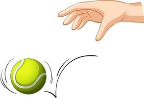 mão largando bola de tênis para experimento de gravidade vetor