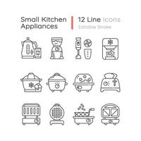 Conjunto de ícones lineares para pequenos eletrodomésticos vetor