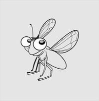 Preto silhueta mosca desenho animado vetor ilustração. isolado branco fundo. mosca ícone. para logotipo ou coloração livro