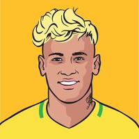 brasileiro jogador de futebol Brasil neymar jr vetor retrato ilustração. amarelo blackground