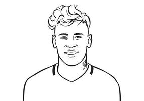 brasileiro jogador de futebol Brasil neymar jr vetor retrato ilustração horizontal. Preto e whit linha