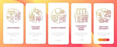 dicas de segurança do atm na tela da página do aplicativo móvel com conceitos vetor