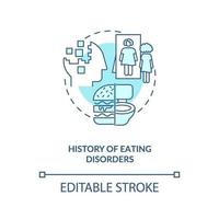 ícone de conceito azul história de transtornos alimentares vetor