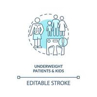 pacientes abaixo do peso e crianças ícone do conceito azul vetor