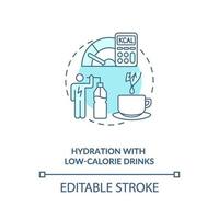 hidratação com ícone de conceito azul de bebidas de baixa caloria