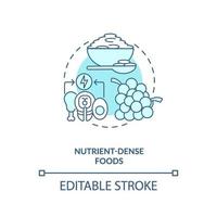 ícone de conceito azul de alimentos densos em nutrientes vetor