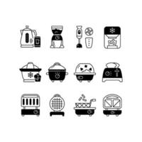 Conjunto de ícones lineares pretos para pequenos eletrodomésticos