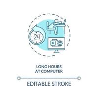 longas horas no ícone do conceito de computador vetor