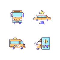 conjunto de ícones de cores rgb de transporte público da cidade vetor