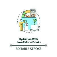 hidratação com ícone do conceito de bebidas de baixa caloria