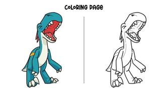 página para colorir de dinossauro azul rugindo vetor