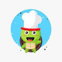 desenho de mascote chef tartaruga fofa vetor