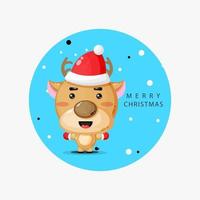 mascote de veado fofo deseja um feliz natal vetor