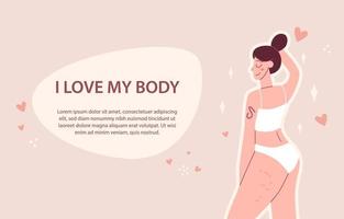 corpo positivo. feliz harmonioso garota. amor seu corpo. vetor ilustração conceito