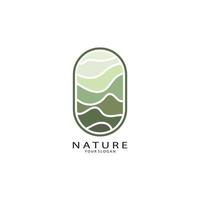 natureza vetor logotipo. com árvores, rios, mares, montanhas, o negócio emblemas, viagem Distintivos, ,ecológico saúde,